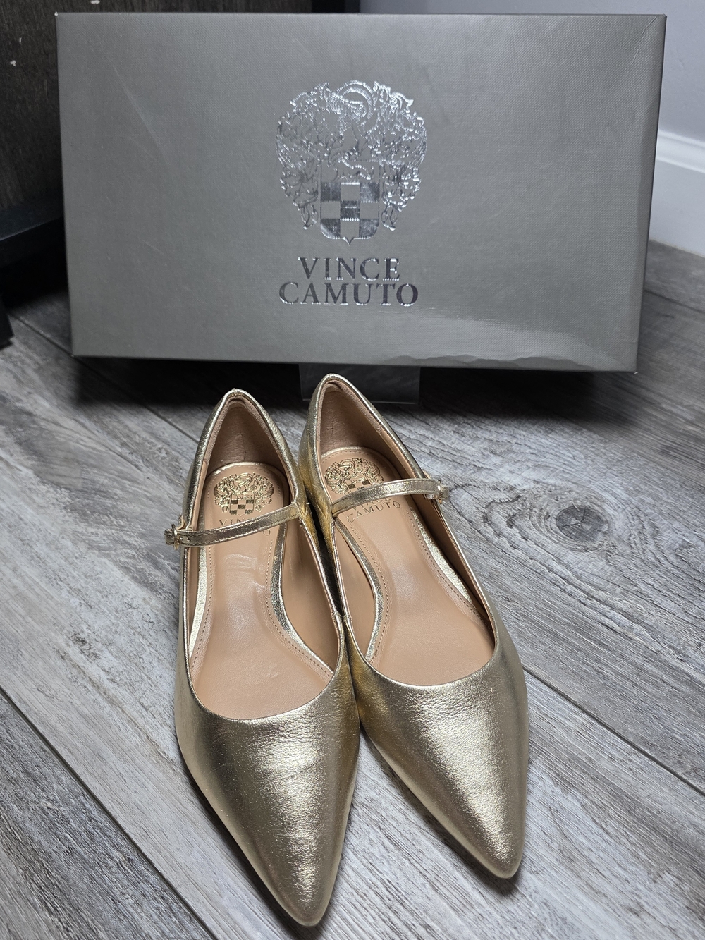 Vince Camuto Eloise Mary Jane Pointed Toe Buckle Flats Sz 5.5 *NWB